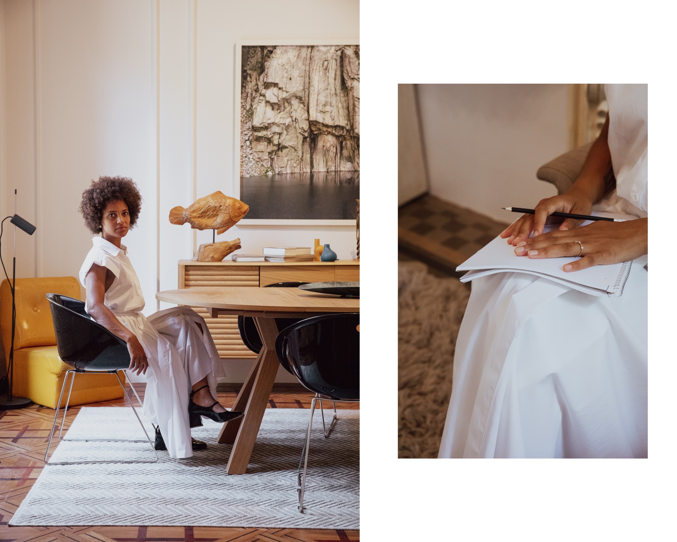 Editorial Business Portrait einer Frau in hellem Innenraum